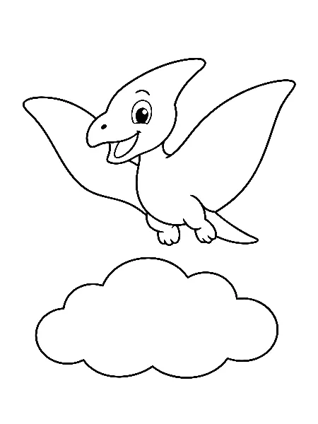 Flying Dino Clouds coloring page